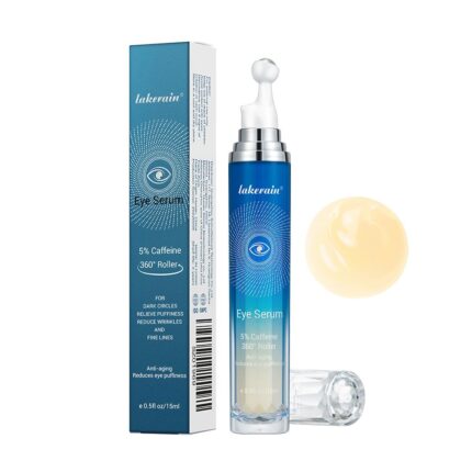 Lakerain Eye Serum, 5% Caffeine Eye Cream, Eye Roller Serum with 360° Massage Ball
